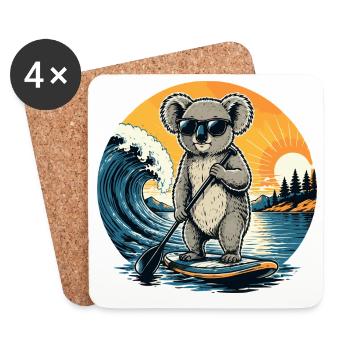 Paddleboard Koala SUP Paddleboard Stand Up paddle - Dessous de verre (lot de 4) - blanc - Devant