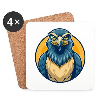 Falcon Kawaii Maskottchen-Cartoon-Clipart-Logo - Untersetzer (4er-Set) - Weiß - Vorne