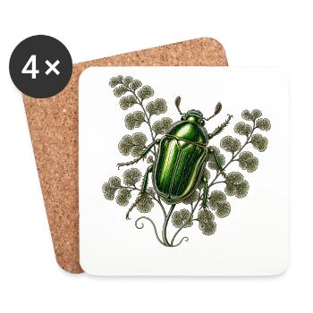 Scarabée Émeraude & Fougère Ancienne - Coasters (set of 4) - white - Front