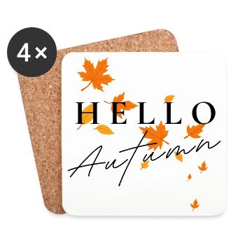 Bonjour Autumn | Chemise typographie d’automne - Dessous de verre (lot de 4) - blanc - Devant