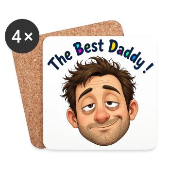 Le meilleur portrait de Papa dans un dessin animé - Dessous de verre (lot de 4) - blanc - Devant