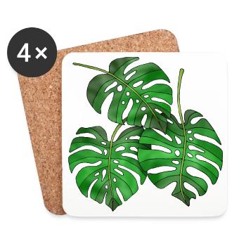 feuilles - Dessous de verre (lot de 4) - blanc - Devant