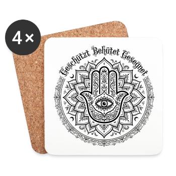 Geschützt Behütet Gesegnet - Boho Yoga Design  - Untersetzer (4er-Set) - Weiß - Vorne