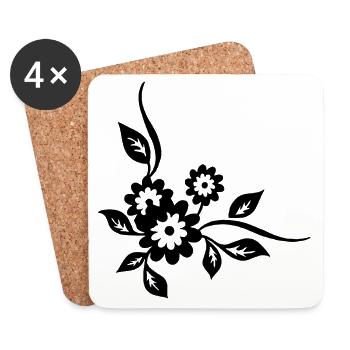 Black flowers - Coasters (set of 4) - white - Front
