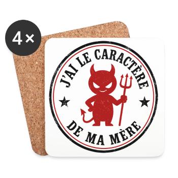 J'ai le caractère de ma mère – Diablotin humoristi - Dessous de verre (lot de 4) - blanc - Devant
