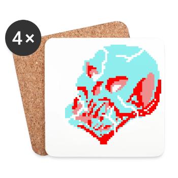 8bit neon skull - Coasters (set of 4) - white - Front