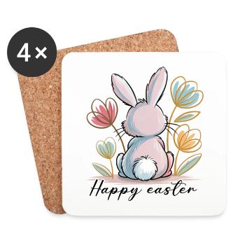 Joyeux lapin de Pâques - Dessous de verre (lot de 4) - blanc - Devant