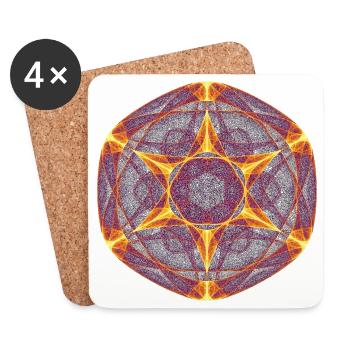 Roue Solaire du Chaos – Géométrie Fractale - Dessous de verre (lot de 4) - blanc - Devant