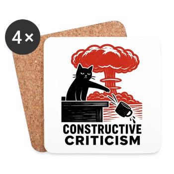 Linocut Cat Nuclear Explosion Coffee Mug - Coasters (set of 4) - white - Front