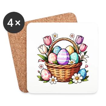Easter Basket Eggs in Bloom - Coasters (set of 4) - white - Front