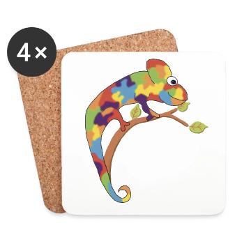 Neurodivergent chameleon - Coasters (set of 4) - white - Front