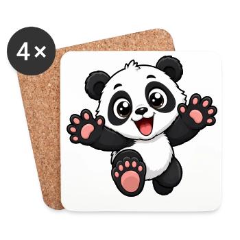 Un panda mignon qui court vers toi - Dessous de verre (lot de 4) - blanc - Devant