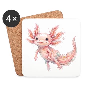 Mignon bébé axolotl rose en style aquarelle - Dessous de verre (lot de 4) - blanc - Devant