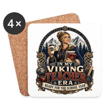 Ère des professeurs vikings : prêts pour l’école - Dessous de verre (lot de 4) - blanc - Devant