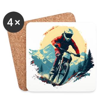 Mountain Biking Portrait - Coasters (set of 4) - white - Front