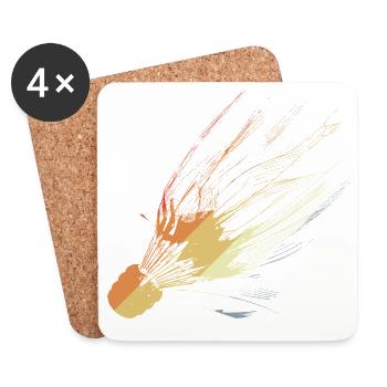 Art au trait rétro de volant - Dessous de verre (lot de 4) - blanc - Devant