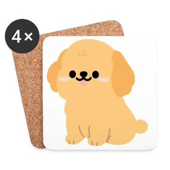 Louveteau Golden Retriever ensoleillé - Dessous de verre (lot de 4) - blanc - Devant