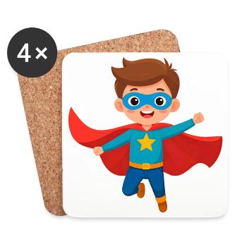 Comic Junge als Superheld – Heldenhaftes Design - Untersetzer (4er-Set) - Weiß - Vorne