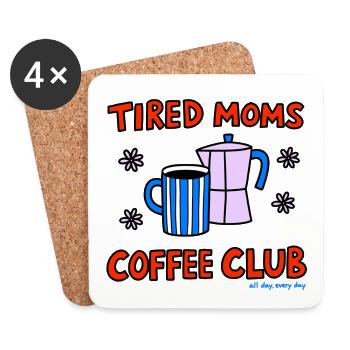 Le club de café de maman fatiguée - Dessous de verre (lot de 4) - blanc - Devant