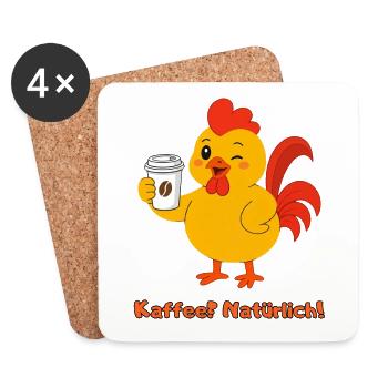 Hahn Kaffee Natürlich - Untersetzer (4er-Set) - Weiß - Vorne