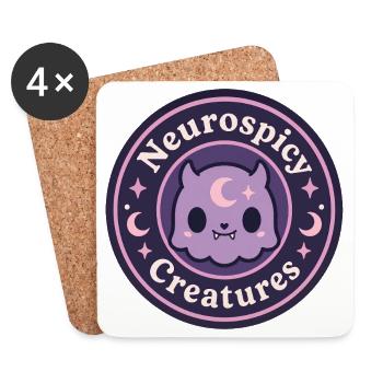 Logo officiel de la marque Neurospicy Creatures - Dessous de verre (lot de 4) - blanc - Devant