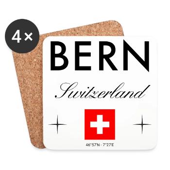 Berne Suisse coordonne un souvenir de voyage - Dessous de verre (lot de 4) - blanc - Devant