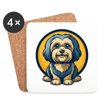 Havanesischer Hund Kawaii Maskottchen Cartoon Clipart Logo - Untersetzer (4er-Set) - Weiß - Vorne