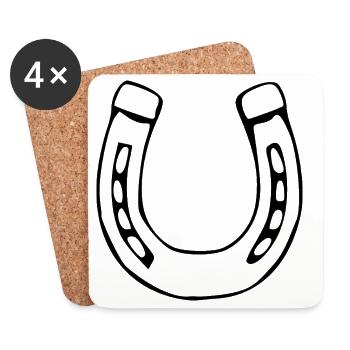 Cavalier cadeau de Horseshoe Lucky Horse Riding - Dessous de verre (lot de 4) - blanc - Devant