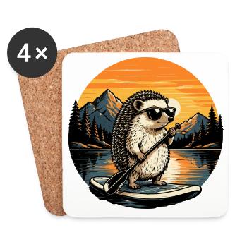 Hedgehog SUP Paddleboard Board Stand Up Paddle - Coasters (set of 4) - white - Front