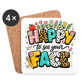 Happy to See Your Face - Coasters (set of 4) - white - Front