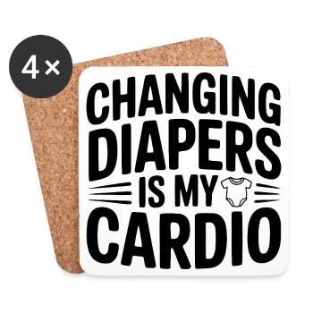 Changing Diapers Is My Cardio - Coasters (set of 4) - white - Front
