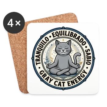 Énergie du chat Zen Gray - Dessous de verre (lot de 4) - blanc - Devant