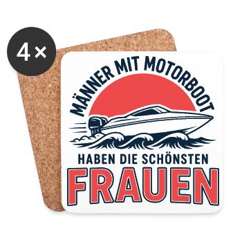 Männer mit Motorboot haben die schönsten Frauen - Untersetzer (4er-Set) - Weiß - Vorne