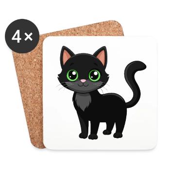 Cute black cat - Coasters (set of 4) - white - Front