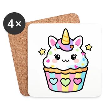 Pastel Unicorn Cupcake Kawaii Design - Coasters (set of 4) - white - Front