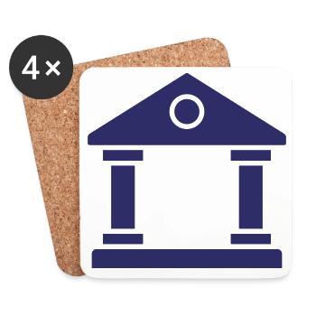 Courthouse Solid Icon Government Justice Building - Coasters (set of 4) - white - Front