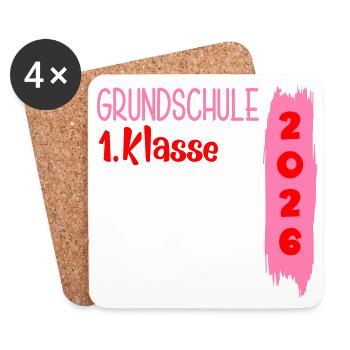 Grundschule 1. Klasse 2026 - Untersetzer (4er-Set) - Weiß - Vorne