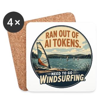 AI Humor Windsurfing Design - Untersetzer (4er-Set) - Weiß - Vorne