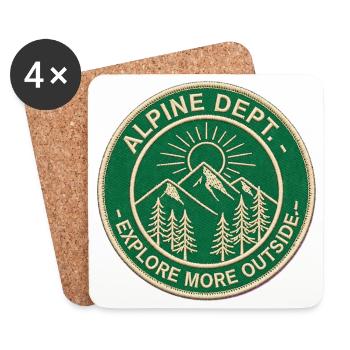 Département Alpine - Explorez plus à l’extérieur - Retro Patch - Dessous de verre (lot de 4) - blanc - Devant