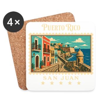 Puerto Rico San Juan Vintage Reisemarke - Untersetzer (4er-Set) - Weiß - Vorne