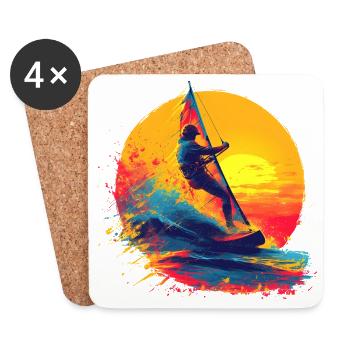 Planche à voile à l’ancienne - Dessous de verre (lot de 4) - blanc - Devant