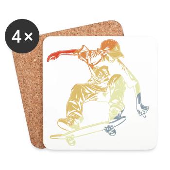 Skateboarder Boy Vintage Look - Dessous de verre (lot de 4) - blanc - Devant