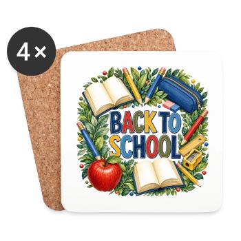 Livres et fournitures de rentrée scolaire - Dessous de verre (lot de 4) - blanc - Devant