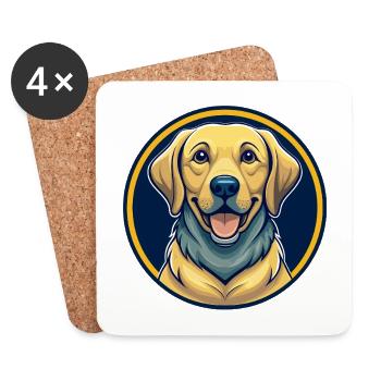 Labrador Retriever Hund Kawaii Cartoon Clipart Logo - Untersetzer (4er-Set) - Weiß - Vorne