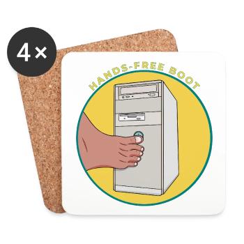 Hands Free Boot Vintage Computer Tower Funny Gamer - Coasters (set of 4) - white - Front