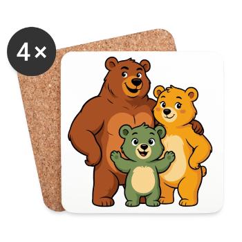 Funny Bear Family - Coasters (set of 4) - white - Front