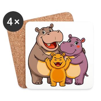 funny hippos - Coasters (set of 4) - white - Front