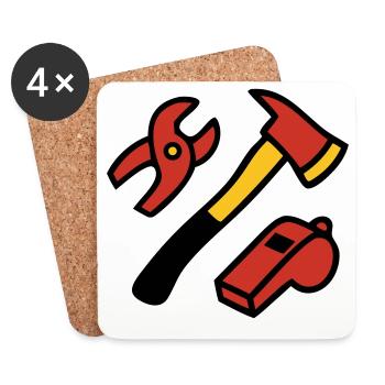 Graphismes des outils des pompiers - Dessous de verre (lot de 4) - blanc - Devant