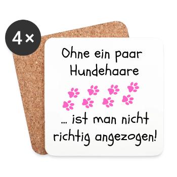OHNE HUNDEHAARE, HUND, DOGLOVER, TIERLIEBE, HUNDE - Untersetzer (4er-Set) - Weiß - Vorne