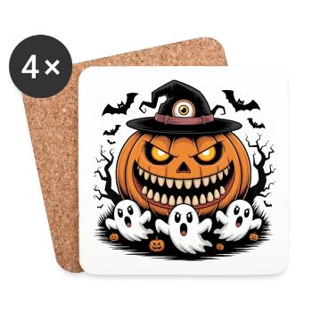 Halloween Kürbis Geister - Untersetzer (4er-Set) - Weiß - Vorne
